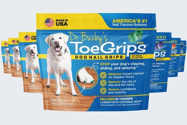 Dr Buzby's Medium ToeGrips for Dogs,Instant Traction on Wood/Hardwood  Floors,Dog Anti Slip Relief,Dog Grippers for Senior Dogs,Stop Sliding