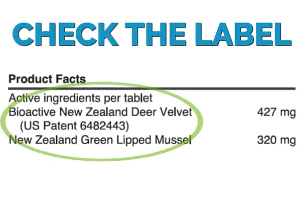 Image of a dog supplement product ingredients label showing the active ingredients