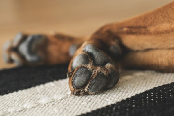 Underside of dog's front feet, photo