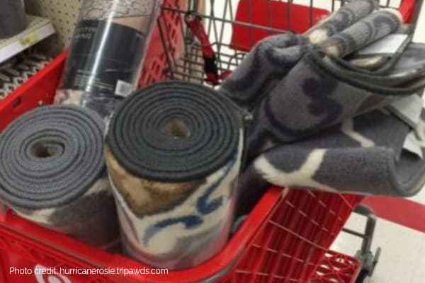 photo of non slip rugs and area rugs in a shopping cart