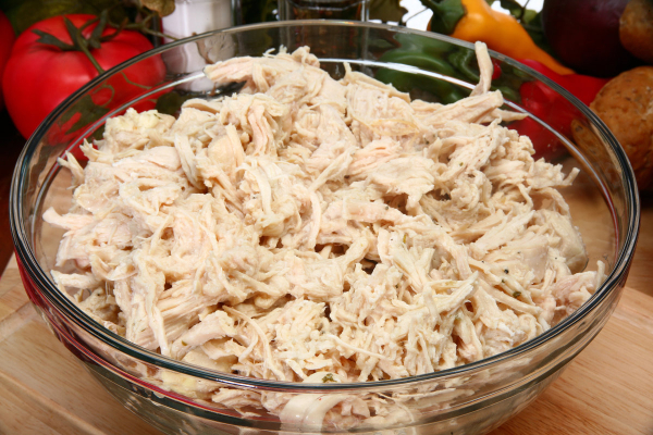 Plain, cooked shredded chicken as one food to hide pills in for dog