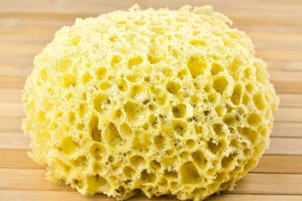 Yellow sponge as an analogy for the imbibition process, photo